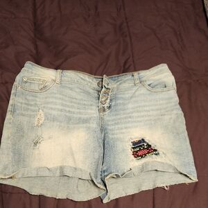 Maurices Blue Jean Shorts with Distressed Details Size 11/12